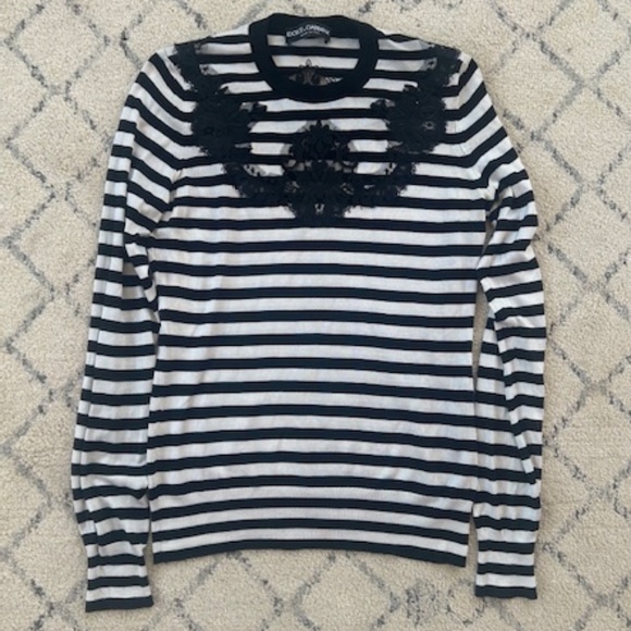 Dolce & Gabbana Silk-Lace Sweater, Sz XS